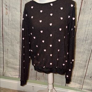 Wildfox Black and Pink Heart Sweater